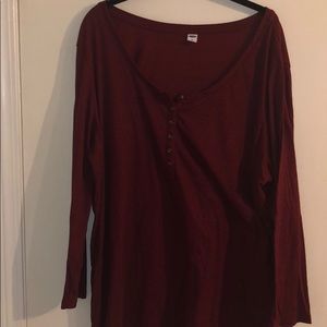 Burgundy long sleeve henley